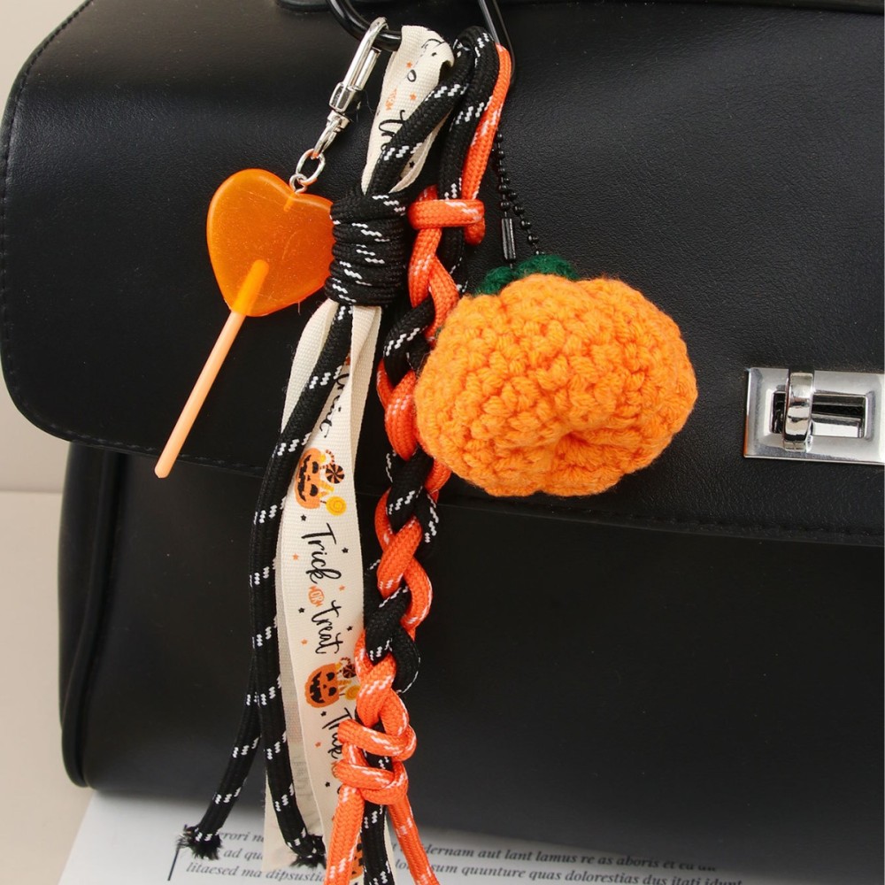 1 Breloque De Sac Pour Femme En Pu, Motif Citrouille D'Halloween Image4