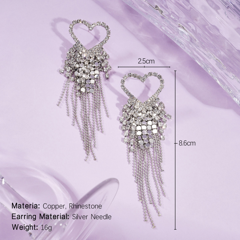 Boucles D'Oreilles Festives En Cuivre Avec Pompon En Forme De Cœur (1 Paire) 