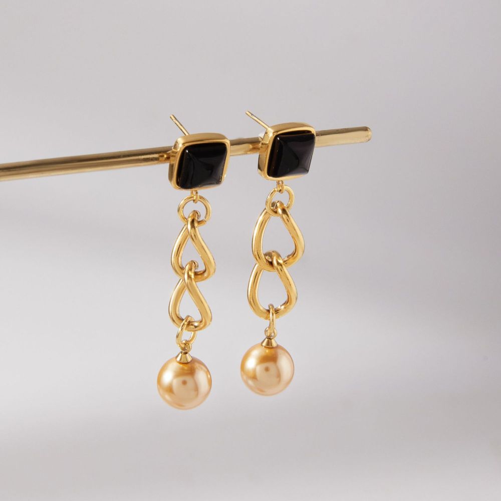 1 Paire De Magnifiques Boucles D'Oreilles Pendantes Pour Femme, En Acier Inoxydable Étanche, Couleur Or. h5Image4