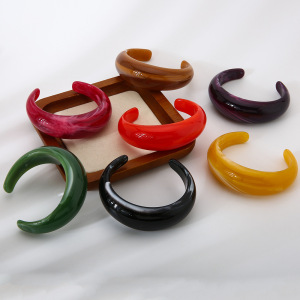 Bracelet Manchette Rétro Dégradé De Couleur En Résine Pour Femme, Série Simple, 1 Pièce h5 Image2