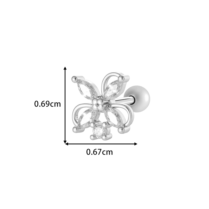 Boucle D'Oreille Piercing Fleur Cuivre Or Zircon 1 Pièce h5Image2