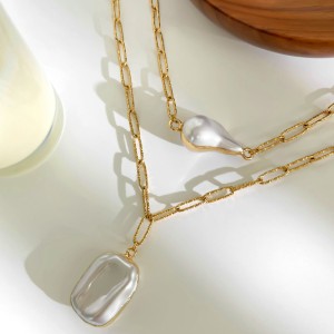 Collier Pendentif Couleur Or Perle 1 Pièce h5 Image4