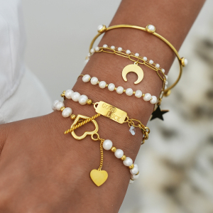 Bracelet Chaîne Femme En Acier Inoxydable, Couleur Or, Forme Irrégulière (1 Pièce) h5 Image4