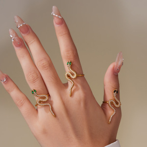 Ensembles De Bijoux Sophistiqués Pour Femmes, En Acier Inoxydable, Étanches, Couleur Or, Avec Motif Serpent Et Zircon. h5 Image6