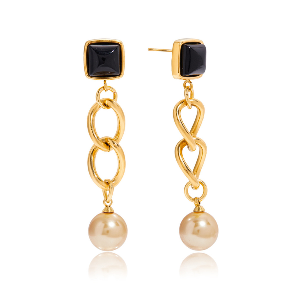 1 Paire De Magnifiques Boucles D'Oreilles Pendantes Pour Femme, En Acier Inoxydable Étanche, Couleur Or.