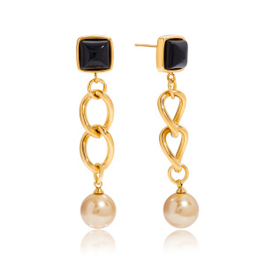 1 Paire De Magnifiques Boucles D'Oreilles Pendantes Pour Femme, En Acier Inoxydable Étanche, Couleur Or. h5