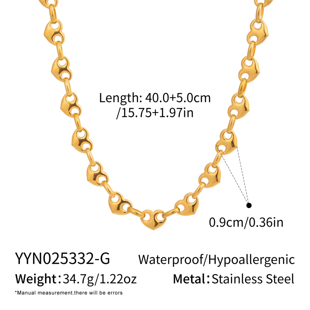 Ensemble Collier Et Collier En Acier Inoxydable Étanche, Couleur Or Et Argent, Avec Motif Cœur 