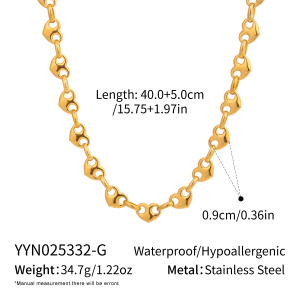 Ensemble Collier Et Collier En Acier Inoxydable Étanche, Couleur Or Et Argent, Avec Motif Cœur h5 