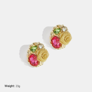 1 Paire De Boucles D'Oreilles À Tige En Alliage À Motif Floral Rétro h5 Image2