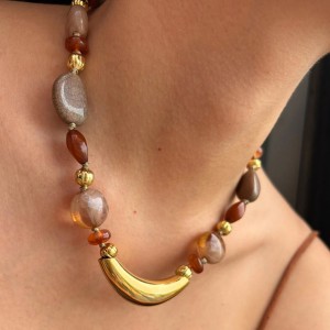 Collier De Perles En Résine Et Pierre Naturelle, 1 Pièce h5 Image3
