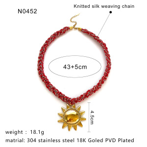 Collier Pendentif Soleil En Acier Inoxydable Étanche Couleur Or (1 Pièce) h5 Image2