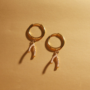 1 Paire De Boucles D'Oreilles Pendantes Élégantes Pour Femme, En Acier Inoxydable Doré, Imperméables, De Forme Irrégulière Et Serties De Zircon. h5 Image3