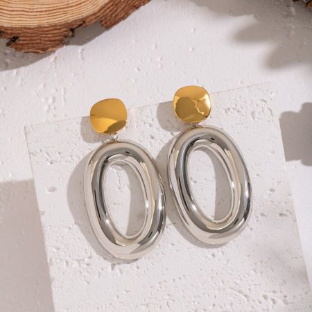 1 paire de boucles d'oreilles pendantes rondes en acier inoxydable étanche, de couleurs assorties 2
