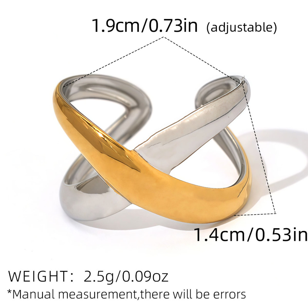 Bague Femme Simple, Forme Irrégulière, Acier Inoxydable, Couleur Or, Étanche Image2