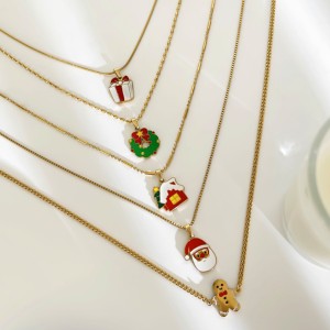 Collier Pendentif De Noël En Acier Inoxydable Étanche Couleur Or (1 Pièce) h5 Image5