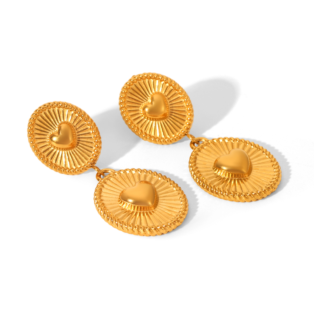 Boucles D'Oreilles Pendantes En Acier Inoxydable Doré, Étanches, En Forme De Cœur (1 Paire) 