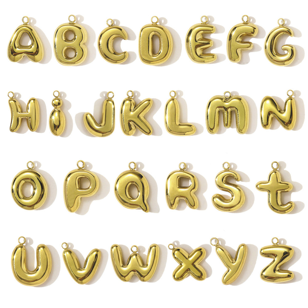 Pendentif Classique Pour Femme, En Acier Inoxydable, Couleur Or, Avec Lettre (1 Pièce) h5Image6