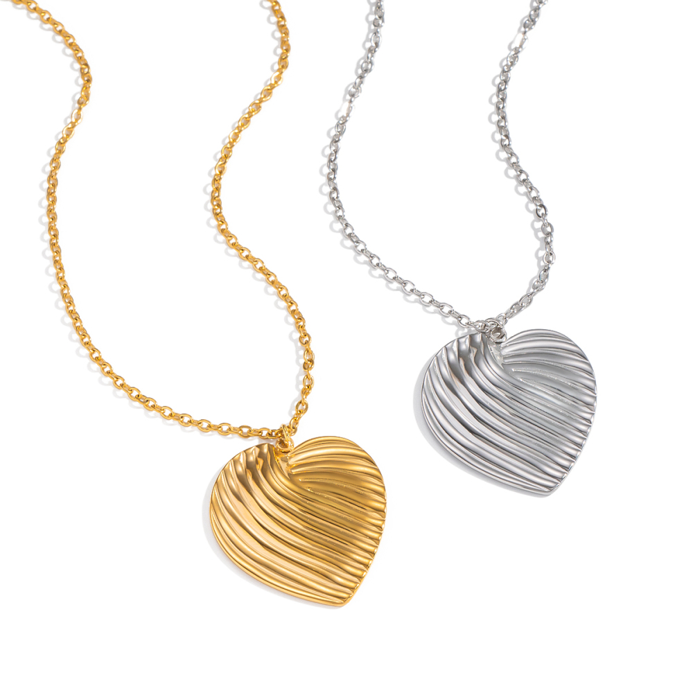 Collier Pendentif Romantique En Forme De Cœur, En Acier Inoxydable Étanche, Couleur Or Image6