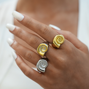 Bague Chevalière Femme Simple, Rétro, Motif Animal, En Acier Inoxydable Étanche, Couleur Or (1 Pièce) h5 Image4