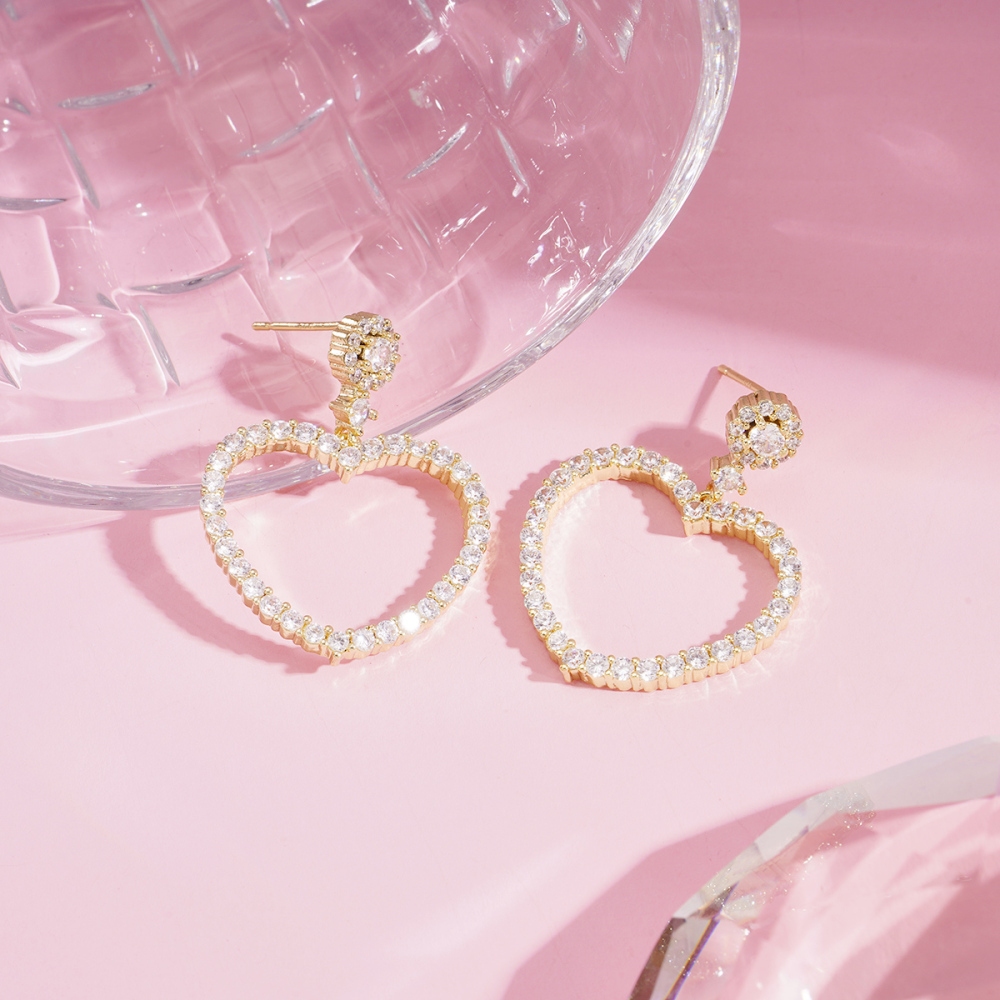 1 Paire De Boucles D'Oreilles Festives Sweet Heart En Cuivre 