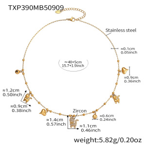 Ensembles De Bijoux Délicats Et Mignons Pour Femmes, En Acier Inoxydable, Étanches, Couleur Or Et Zircon, Avec Motif Chaton. h5 