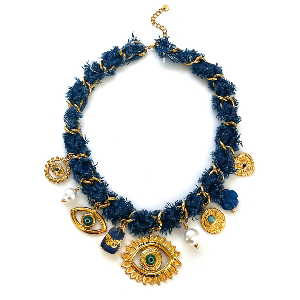 Collier Pendentif Luxueux En Tissu Œil Du Diable, 1 Pièce 
