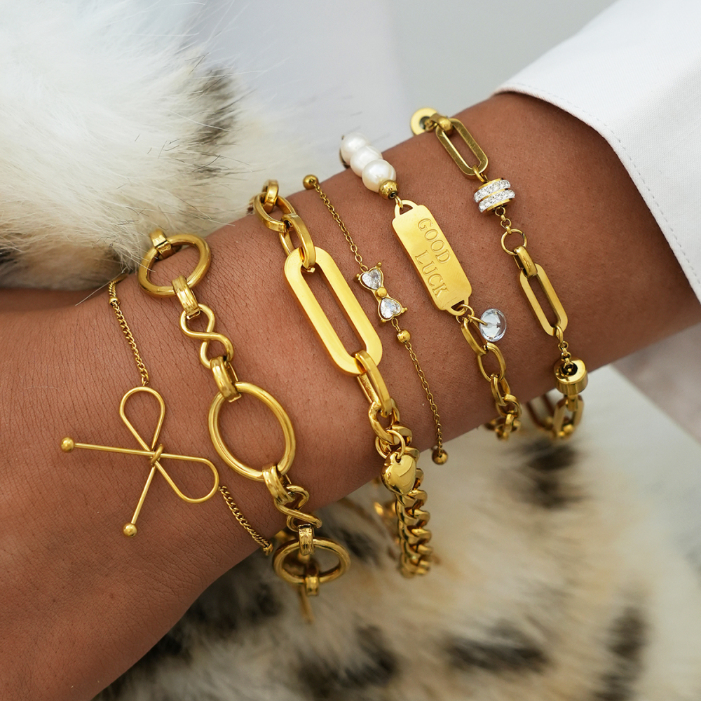Bracelet Chaîne Étanche En Acier Inoxydable Pour Femme, Forme Irrégulière, À Porter Au Quotidien (1 Pièce). Image6