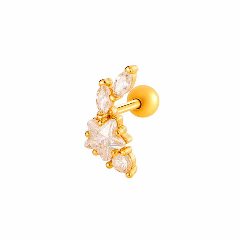 Boucles D'Oreilles Perçantes Pour Femmes, Motif Géométrique, Cuivre, Or, Zircone