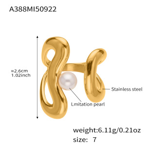 Bague Classique De Forme Irrégulière En Acier Inoxydable, Étanche, Couleur Or h5