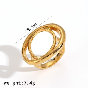 Bague Minimaliste Étanche En Acier Inoxydable Doré (1 Pièce) h5 