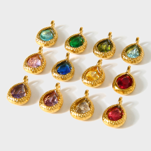 Pendentif Femme Luxueux Et Élégant En Forme De Goutte, En Acier Inoxydable Étanche Couleur Or (1 Pièce) h5 Image5