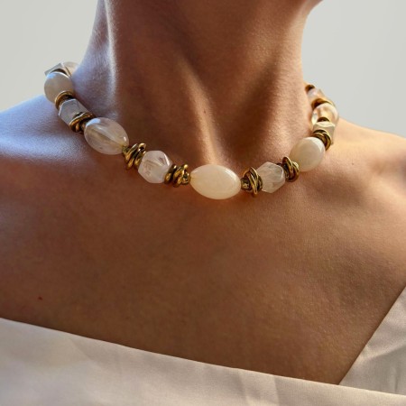 Collier rétro en perles de résine, 1 pièce