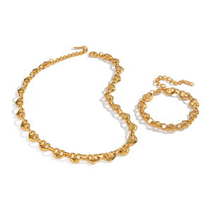 Ensemble Collier Et Collier En Acier Inoxydable Étanche, Couleur Or Et Argent, Avec Motif Cœur h5 Image4