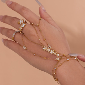 Bracelet Chaîne Femme Classique En Acier Inoxydable, Étanche, Couleur Or, Orné D'Un Zircon (1 Pièce). h5 Image3