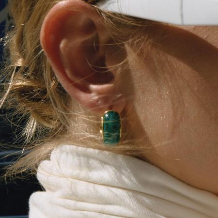 1 Paire De Boucles D'Oreilles Créoles Rétro En Résine Couleur Or Pour Femme