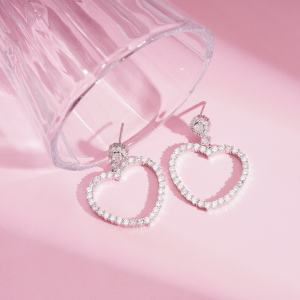1 Paire De Boucles D'Oreilles Festives Sweet Heart En Cuivre h5 Image2