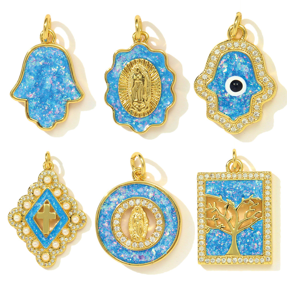 Pendentif De Luxe Pour Femme, En Acier Inoxydable, Couleur Or, Orné D'Une Opale Et Orné D'Une Opale (1 Pièce) Image4