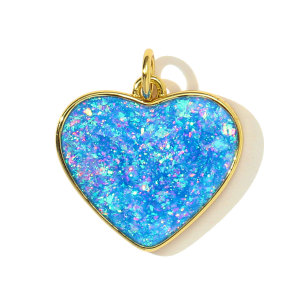 Pendentif Femme En Acier Inoxydable Doré, Orné D'Un Cœur En Opale Romantique (1 Pièce) h5 