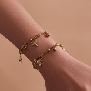 Ensembles De Bijoux Élégants Pour Femmes, En Acier Inoxydable, Imperméables, Couleur Or, Avec Zircon Et Motif Papillon. h5 Image6