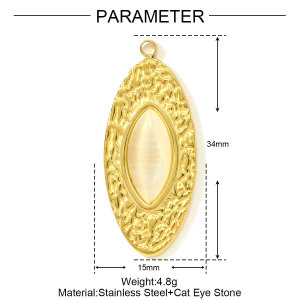 Pendentif Élégant Rond Pour Femme, En Acier Inoxydable, Étanche, Couleur Or, Avec Pierre Naturelle (1 Pièce) h5 Image2