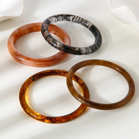 Bracelet classique rétro en résine pour femme, 1 pièce, motif cercle dégradé de couleur