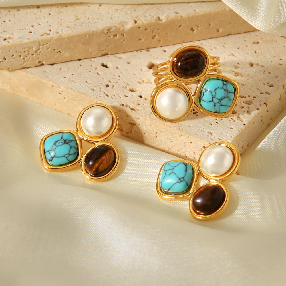 Bague Luxueuse En Acier Inoxydable De Forme Irrégulière, Couleur Or, Avec Pierres Précieuses, Pour Femme Image5