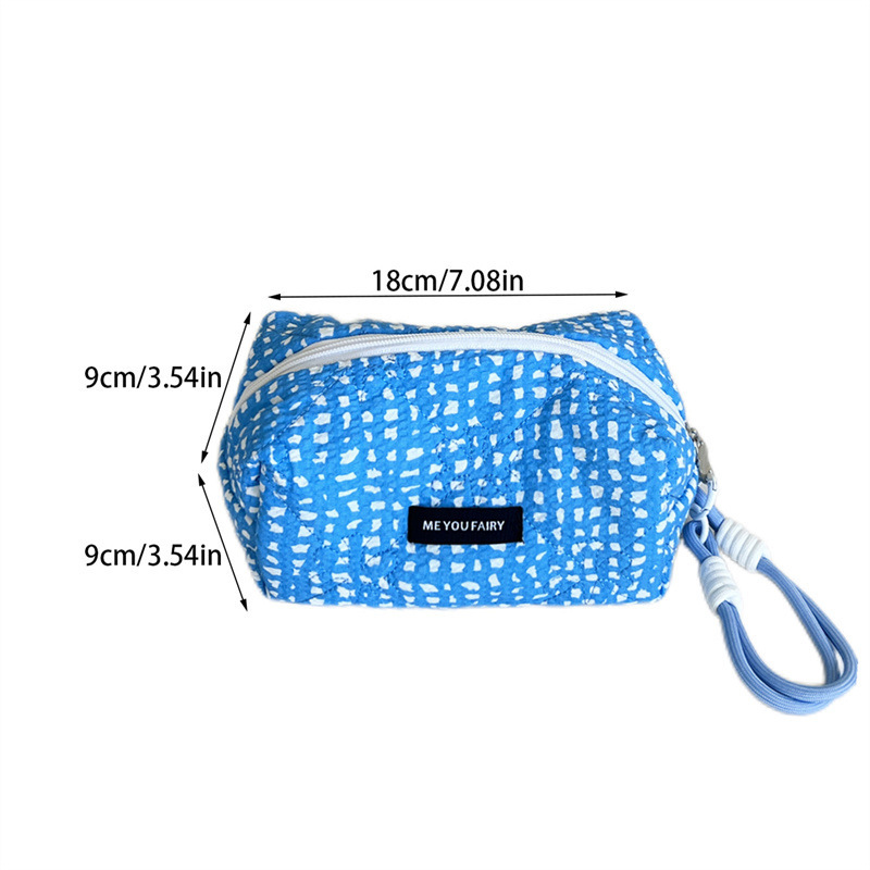 Trousse De Maquillage Pour Femme À Carreaux Bleu Clair, 1 Pièce h5Image5