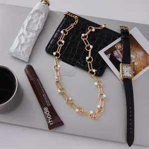 Collier Élégant Pour Femme, En Acier Inoxydable Doré, Avec Chaîne Ronde Et Étanche (1 Pièce) h5 Image8