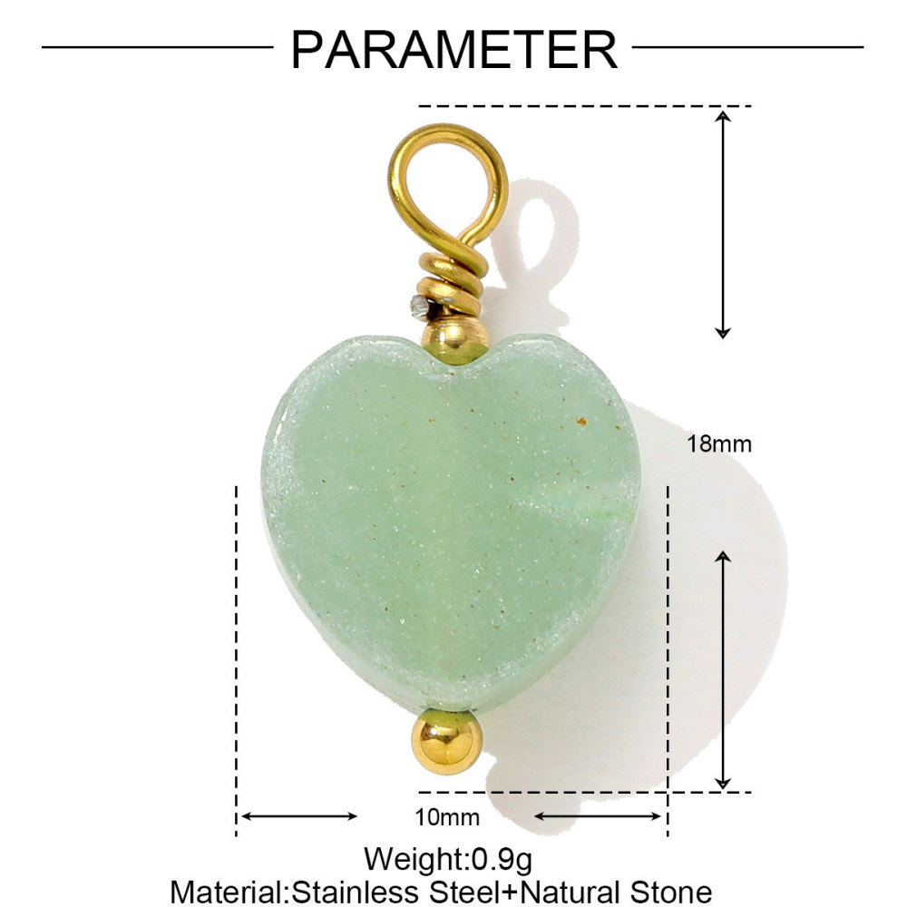 Pendentif Classique En Forme De Cœur Irrégulier, Pierres Naturelles, Couleur Or, Pour Femme Image2
