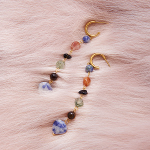 Boucles D'Oreilles Pour Femme, Perles En Pierre Naturelle De Forme Irrégulière, Acier Inoxydable, Étanches (1 Pièce) h5 Image6