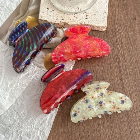 Pinces à cheveux rétro en acétate à motif floral pour femmes, collection romantique
