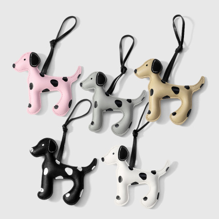1 breloque de sac en cuir pour femme, motif chien tacheté vif