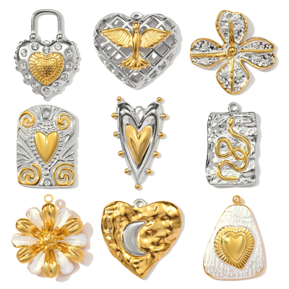 Pendentif Femme Étanche En Acier Inoxydable, Coloris Or Et Argent (1 Pièce) Image6