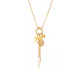 P1605-Collier Coeur Doré Zircon 42cm 